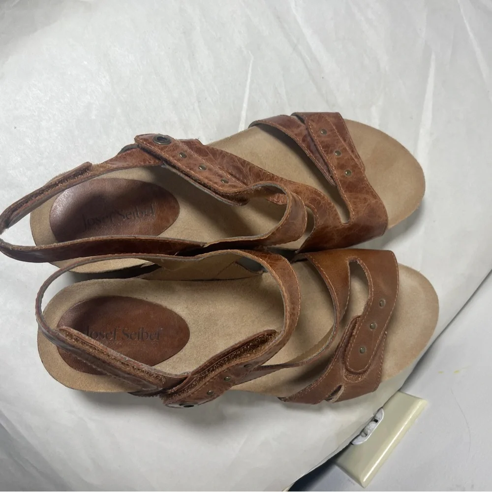 Josef Seibel Hailey 33 Women Sandals Craftsman Marbled Leather Adjustable Sz 7